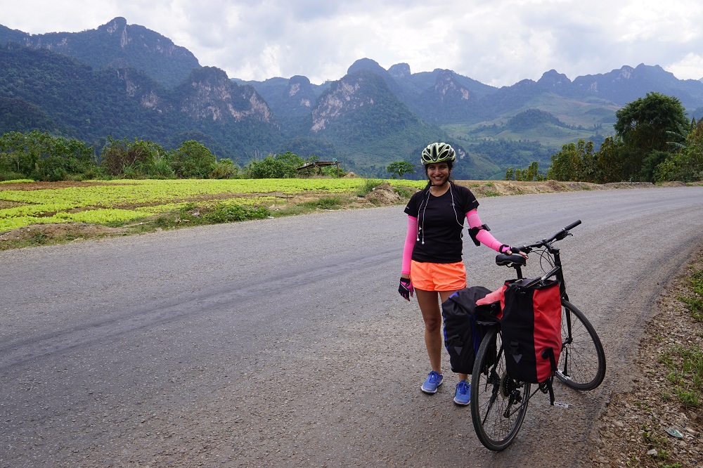 Pashmina on her cycling adventure