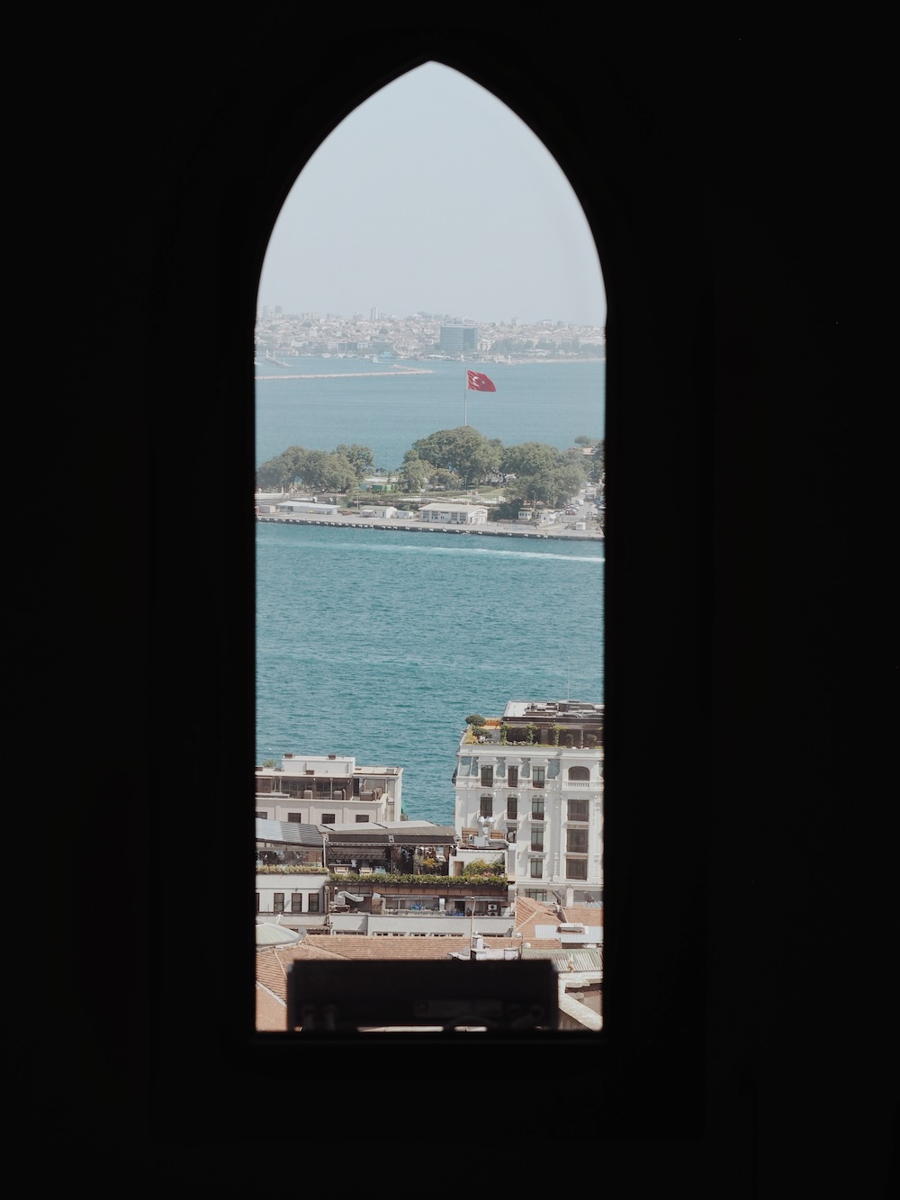 A Bosphorus Strait view from the top floor of the Galata Tower