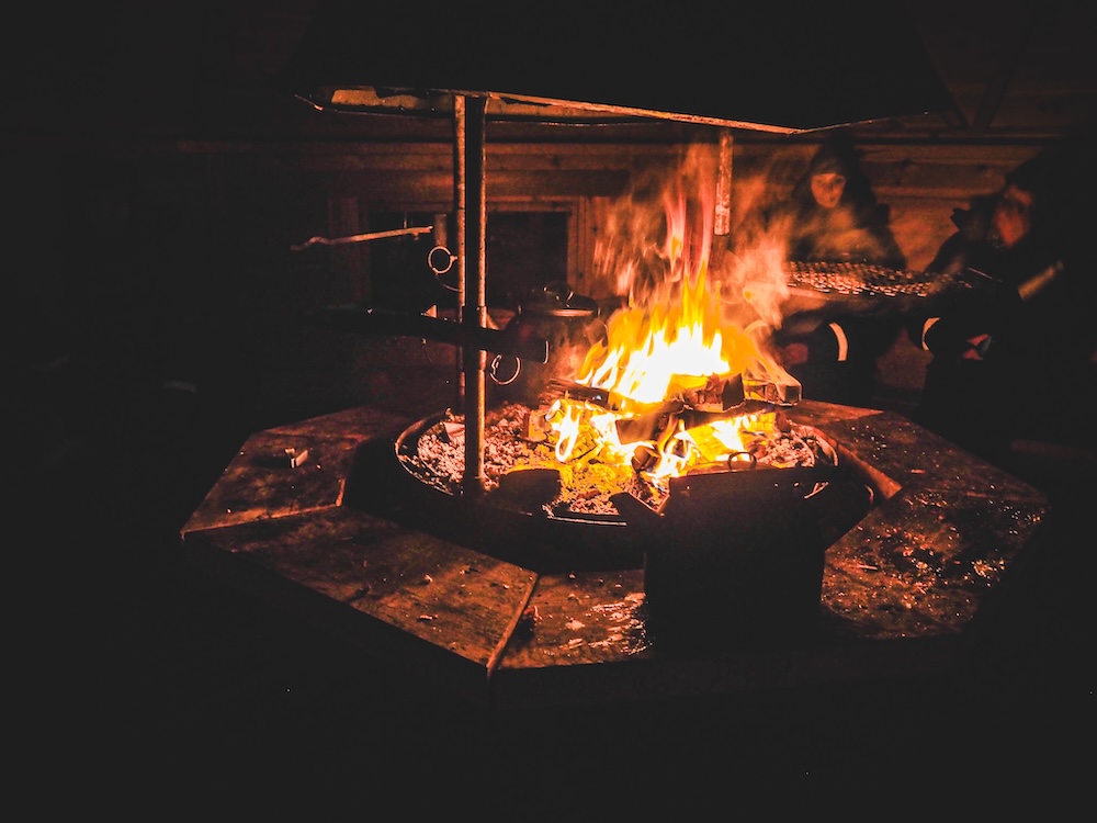 Campfire on the Forzen Lake Wilderness of Ounas River