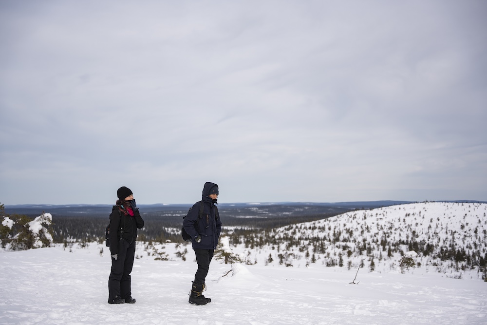 Winter hiking at Riisitunturi National Park in Finland