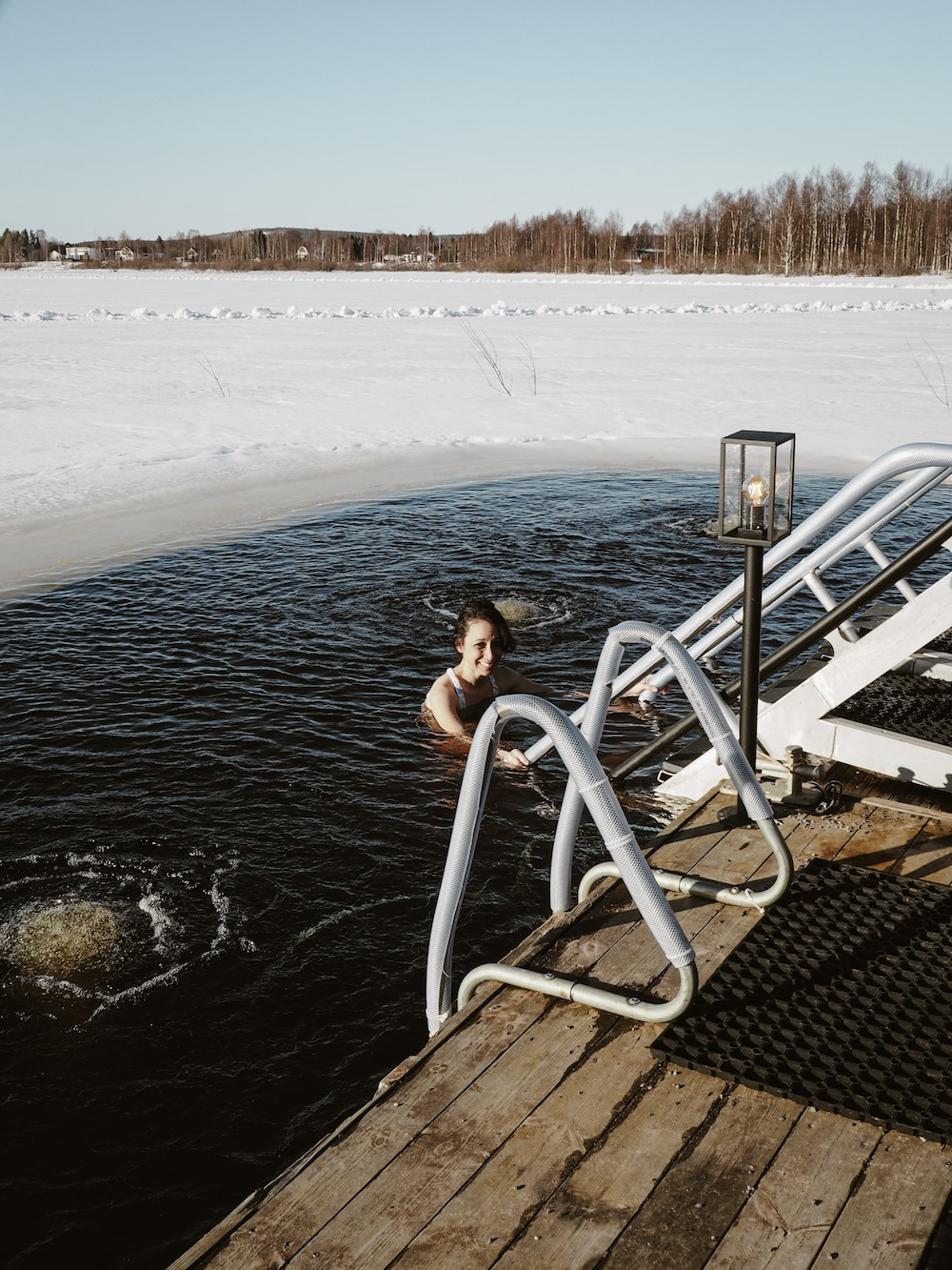 Finnish Sauna Culture and Ice Hole Swimming in Ounas River, Rovaniemi, Finland
