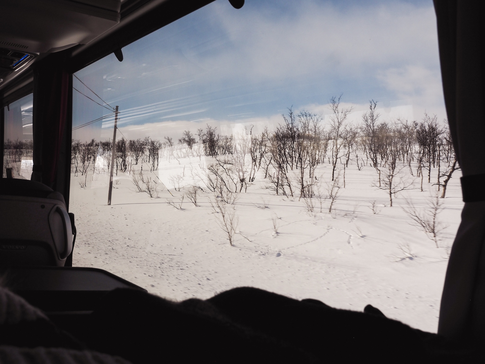 Window view from the Arctic Bus on the way to Rovaniemi
